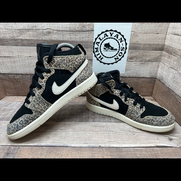 Nike Air Jordan 1 Mid SE Leopard Cheetah BQ6932-021 Youth Size 3Y Women Size 4.5 - Picture 7 of 12